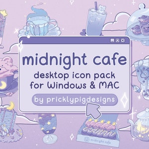 Dreamy Aesthetic Desktop Folder Icon Pack for Windows + MAC, .PNG, .ICO, Cute Desktop Backgrounds, Kawaii