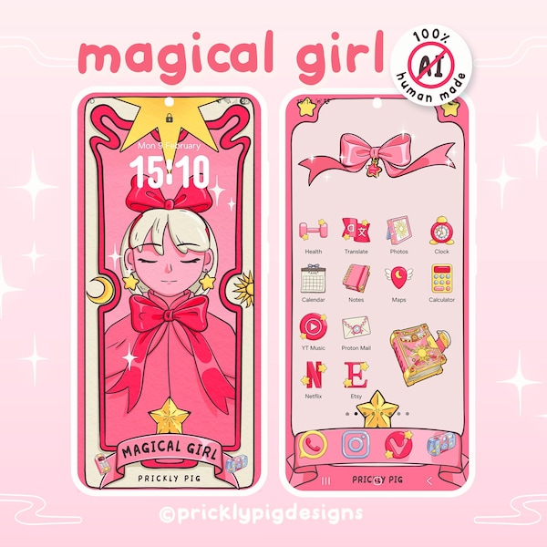 Magical Girl: Kawaii-Anime-Hintergrundbilder, Icons und Widgets für iOS, Android, iPad & Tablets
