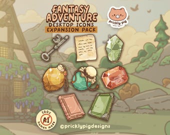 Fantasy Expansion Pack: Desktop Folder App Icons for Windows + Mac, .PNG, .ICO, .ICNS