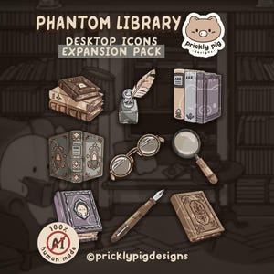 Phantom Library 拡張デスクトップフォルダアイコン＆壁紙パック（Windows + Mac 用、.PNG、.ICO、.ICNS）