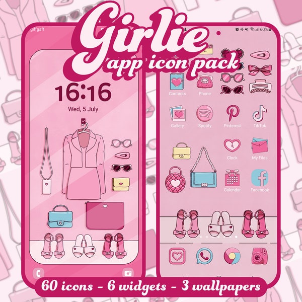 Cute Pink App Theme: Girlie Aesthetic Icon Pack for iOS & Android