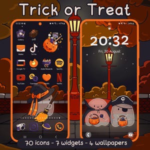 Trick or Treat Icon und Wallpaper Pack für iOS, Android & Tablet - Halloween Fall App Theme