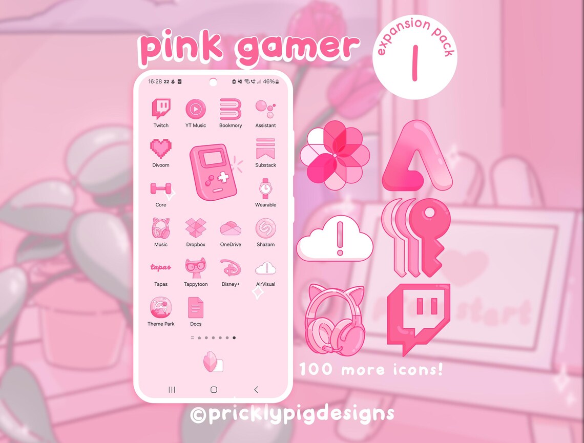 Pink Gamer EP 1: Kawaii Icons for Ios, Android, iPad & Tablets - Etsy