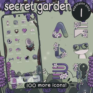 Secret Garden Froggy EXPANSION 1 Icon Pack for iOS, Android & Tablet, Wallpapers, Widgets, Cute Cottagecore Goblincore App Theme