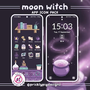 Moon Witch Phone Theme: Wallpapers, icons and widgets, iPhone, Android, iPad