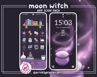 Moon Witch Phone Theme: Wallpapers, icons and widgets, iPhone, Android, iPad
