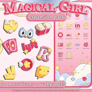 Magical Girl Anime Aesthetic Icon Expansion Pack for iOS,  Android & Tablet, Wallpapers, Widgets, Cute Kawaii App Theme
