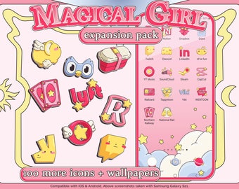 Magical Girl Anime Aesthetic Icon Expansion Pack for iOS,  Android & Tablet, Wallpapers, Widgets, Cute Kawaii App Theme
