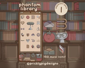 Phantom Library EP1: Dark Academia themed app icons for iOS, Android, iPad & Tablets