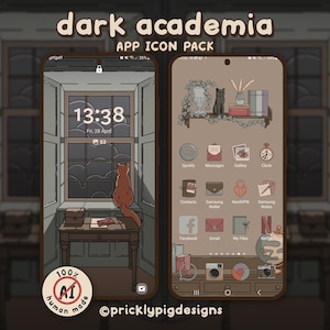 Dark Academia: nostalgische boekachtergronden, pictogrammen en widgets voor iOS, Android, iPad en tablets