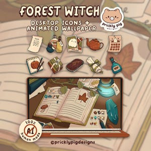 Forest Witch: Desktop Folder Icon & Wallpaper Pack for Windows + Mac