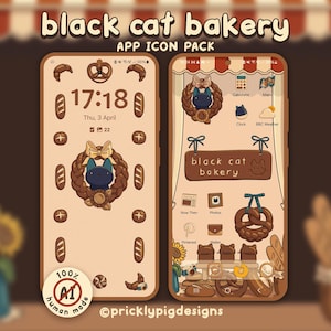 Black Cat Bakery: Cozy, Witchy Wallpapers, icons and widgets for iOS, Android, iPad