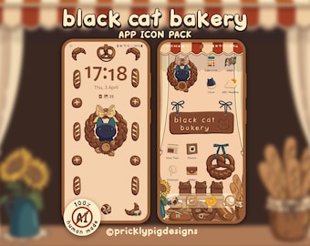 Black Cat Bakery: papéis de parede, ícones e widgets aconchegantes e de bruxaria para iOS, Android e iPad