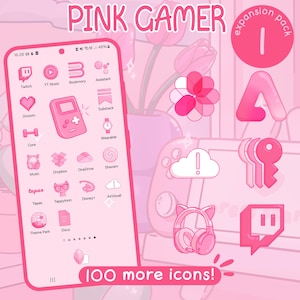 Pink Gamer EXPANSION Pack 1 for iOS, Android & Tablet, Wallpapers, Widgets, Cute Nostalgic App Theme
