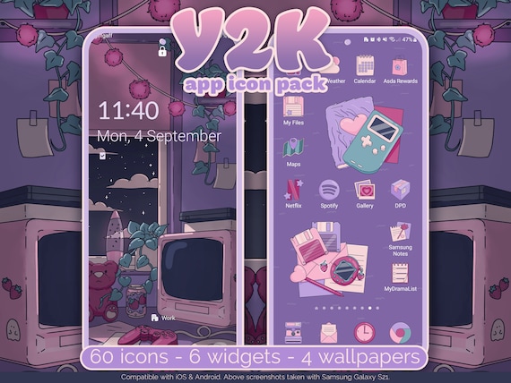 Y2K Aesthetic Icon Pack for Ios, Android & Tablet Wallpapers Widgets, Cute  Kawaii App Theme -  Canada