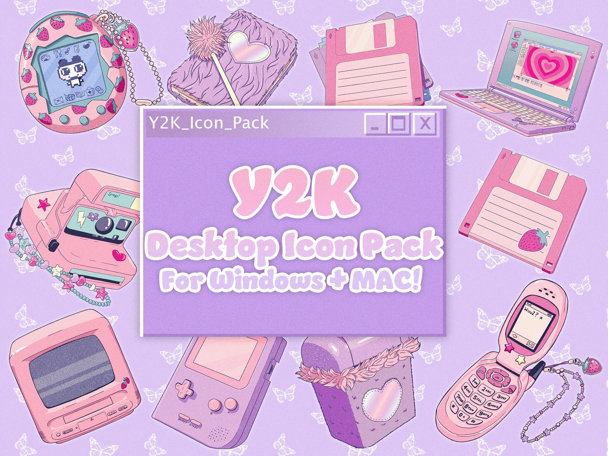 Download Purple Butterfly In Cyber Y2K Aesthetic Wallpaper