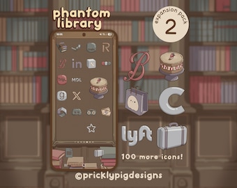 Expansão 2 da Phantom Library: tema de ícones do aplicativo Dark Academia para iOS, Android e Samsung Galaxy