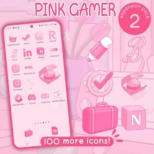 Pink Gamer EXPANSION Pack 2 for iOS, Android & Tablet, Wallpapers, Widgets, Cute Nostalgic App Theme