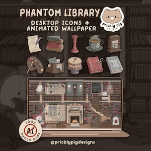 Phantom Library: Desktop Folder Icon & Wallpaper Pack for Windows + Mac