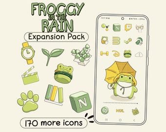 Froggy in the Rain EP: cute themed icons for iOS, Android, iPad & Tablets