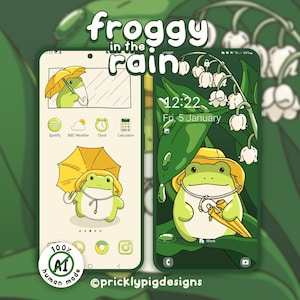 Froggy in the Rain: Spring Wallpapers, icons and widgets for iOS, Android, iPad & Tablets
