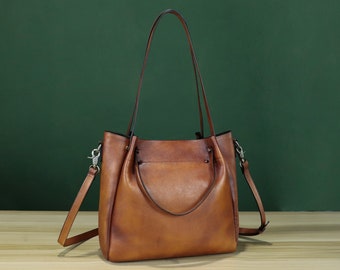 Genuine Leather Handbags for Women Satchel Purses Vintage Handmade Shoulder Bag Top Handle Crossbody Bag Personalization Gift Work Tote
