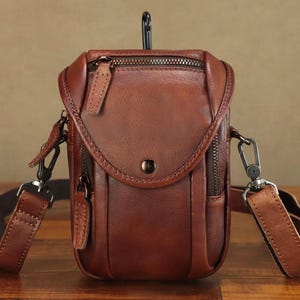 Echtleder Gürteltasche Hüfttasche für Männer und Frauen Kleine Echtleder Handytasche Gürteltasche Handytasche Handytasche Crossbody Bag Gürteltasche
