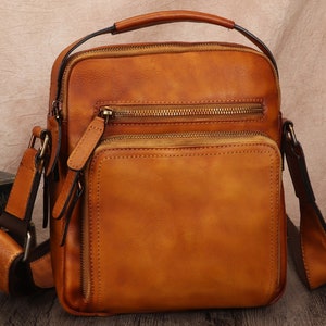 Genuine Leather Messenger Bag for Men Small Purse Crossbody Shoulder Bags Satchel for Work Business Personalization Satchel