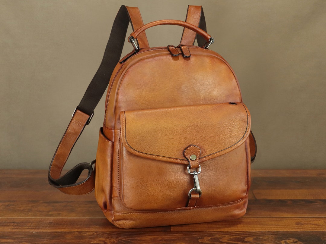 Genuine Leather Backpack for Women Knapsack Vintage Leather Rucksack