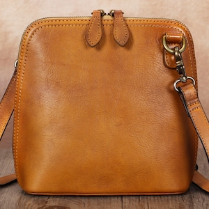 Genuine Leather Crossbody Bag for Women Vintage Style Handmade Satchels Small Shoulder Purses Personalization Birthday Gift Satchel Handbag