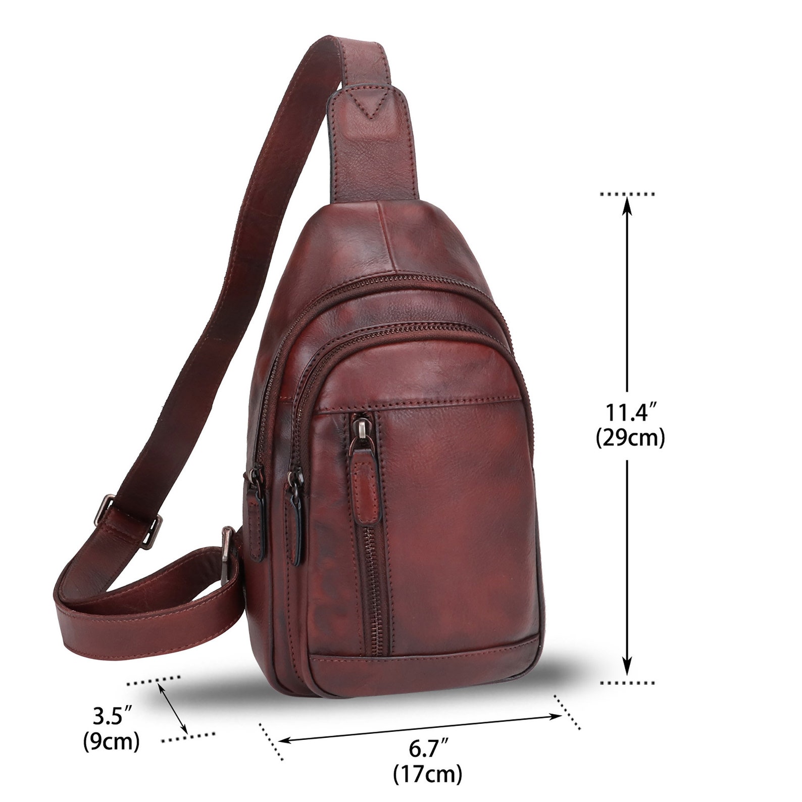 Genuine Leather Sling Bag Chest Shoulder Pack Crossbody Casual - Etsy