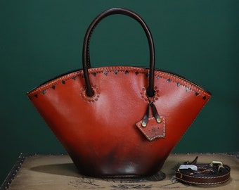 Genuine Leather Handbag Satchel for Women Handmade Retro Crossbody Bag Little Purses for Ladies Shoulder Bag Personalization Birthday Gift