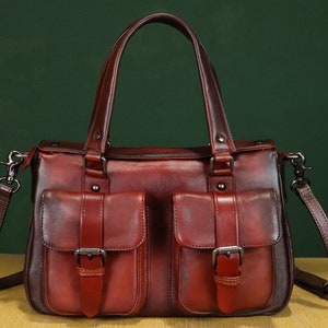 Bolso tipo cartera de cuero genuino para mujer, bolso de hombro con asa superior hecho a mano, bolso cruzado de diseñador, regalo de Festival de personalización