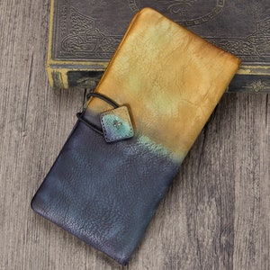 Cartera de cuero genuino, bolso Retro hecho a mano, bolso largo Vintage, tarjetero, organizador, bolso de personalización