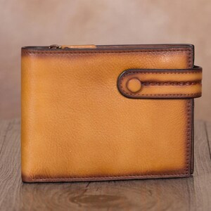 Echtes Leder Slim Bifold Brieftaschen für Männer und Frauen Vintage handgemachte Fronttasche Geldscheinklammer dünne Geldbörse Personalisierung Geldbörse