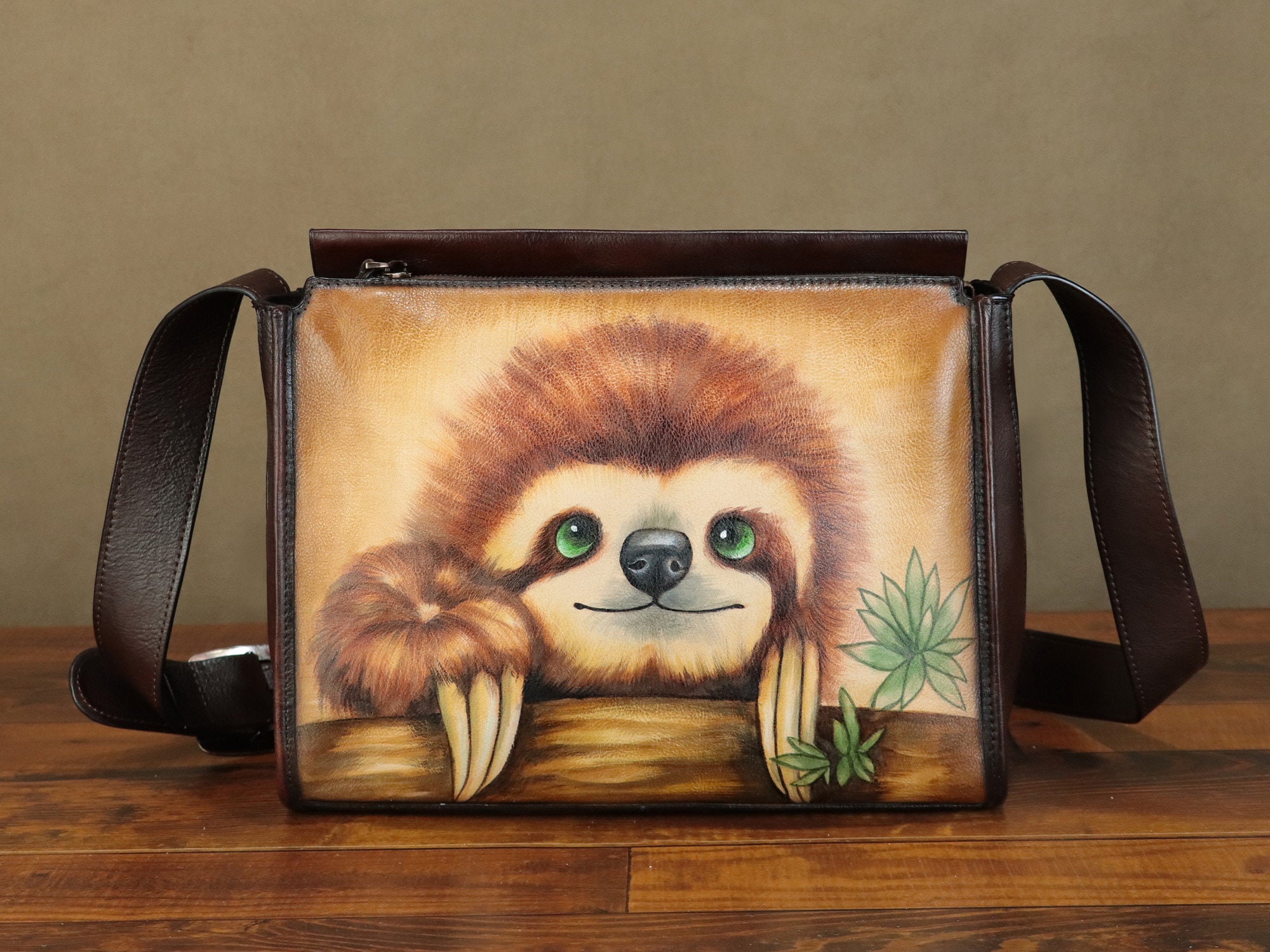 Chala Sloth Patch Crossbody Bag - Cotton Canvas Purse With Detachable Sloth Key Fob, Adjustable Strap - View #12