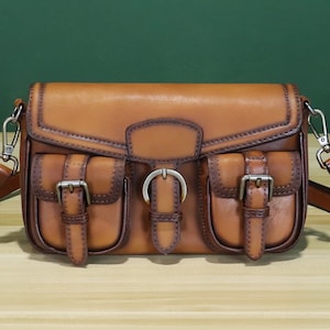 Genuine Leather Satchel for Women Vintage Handbag Shoulder Purse Handmade Retro Crossbody Bag Personalization Festival Gift Satchel Handbag