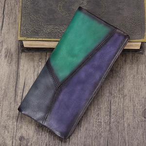 Portafoglio in vera pelle per donna uomo fatto a mano retrò in morbida pelle sottile portafoglio porta carte fermasoldi logo personalizzato personalizzato per regalo