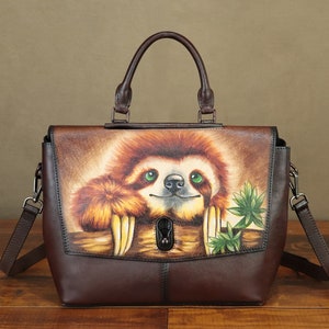 Bolsos tipo cartera de cuero genuino, bolsos pintados a mano para mujer, gran capacidad, trabajo de dama, bolsos cruzados con asa superior, bolso personalizado