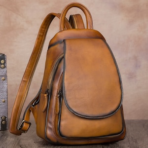 Genuine Leather Backpack for Women Vintage Handmade Casual Rucksack Satchel Personalization Satchel Backpack