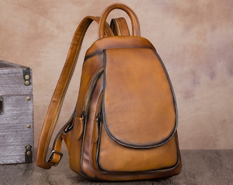Genuine Leather Backpack for Women Vintage Handmade Casual Rucksack Satchel Personalization Satchel Backpack