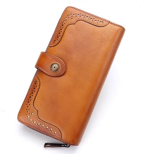 Echtleder Brieftasche für Frauen Männer handgefertigte Vintage Leder Brieftasche Geldbörse Geldklammer Kartenhalter personalisiertes benutzerdefiniertes Logo für Geburtstagsgeschenk