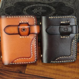 Cartera para tarjetas de cuero genuino para mujeres y hombres, estilo retro clásico, hecha a mano, corta, de cuero auténtico, tarjetero pequeño, logotipo personalizado