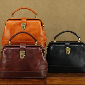 Bolso pequeño y de mano de piel auténtica para mujer, hecho a mano, estilo vintage, bandolera para teléfono, bolso de médico, logotipo personalizado.