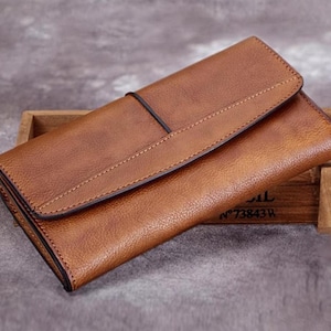 Echtleder Brieftasche für Frauen Männer Handmade Vintage Leder Brieftasche Geldbörse Kartenhalter Geldscheinklammer personalisiertes benutzerdefiniertes Logo für Geburtstagsgeschenk