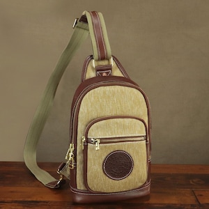 Lona con Bolso Bandolera de Cuero Genuino para Hombres y Mujeres Mochila Bandolera Vintage Hecha a Mano Monedero Bolso Bandolera Bolso Bandolera para Regalos