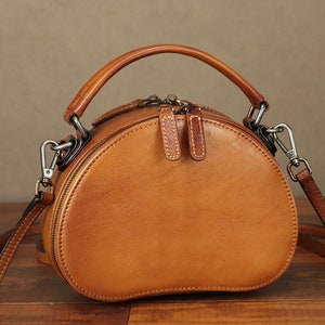 Echtes Leder Crossbody Tasche für Frauen Vintage Handmade Satchels Kleine Kreis Schulter Geldbörsen Personalisierung Festival Geschenk Satchel Handtasche