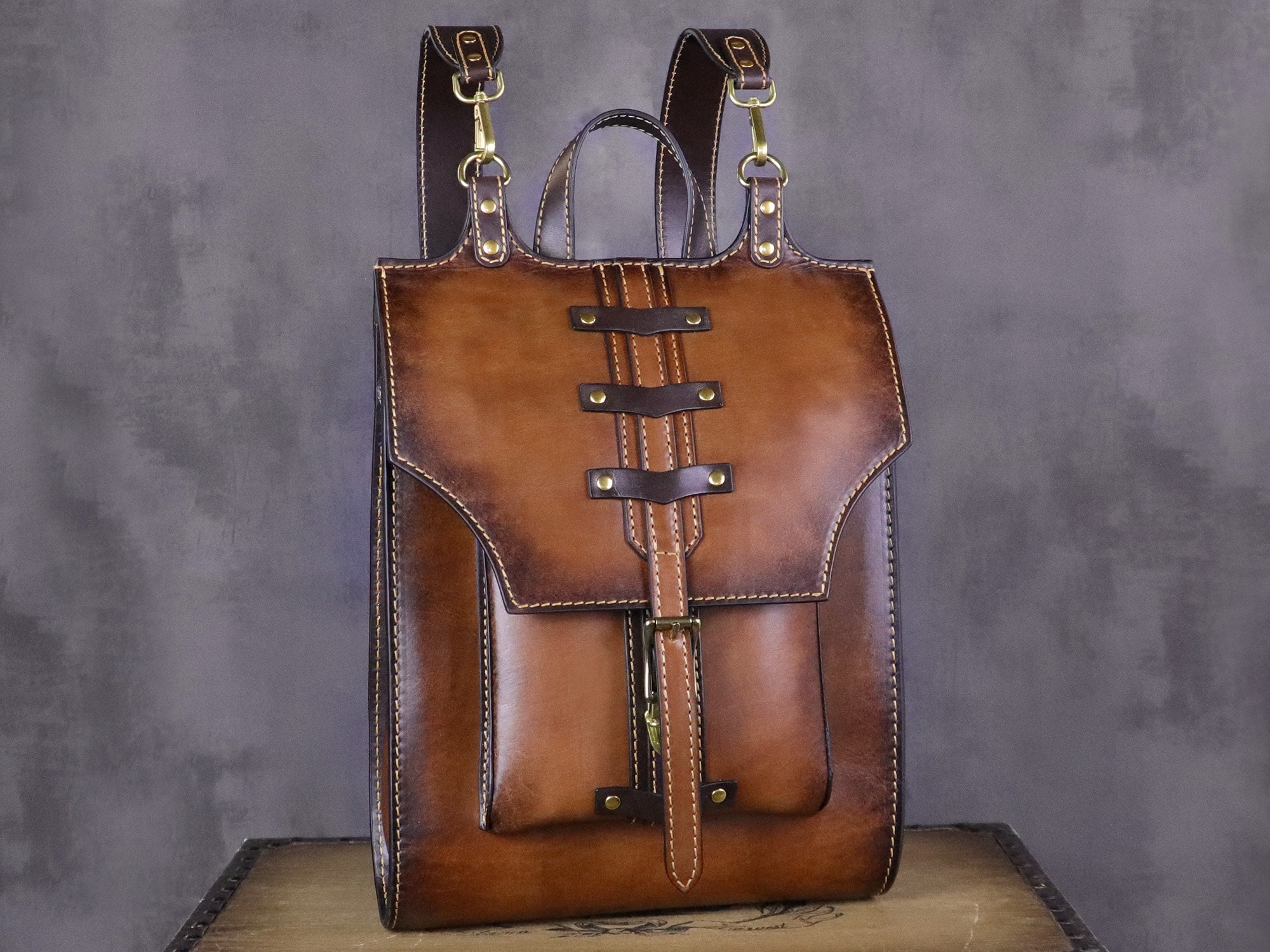 Genuine Leather Backpack Purse for Men for Women Vintage Daypack Knapsack Handmade Rucksack Personalization Leather Backpack College Bag