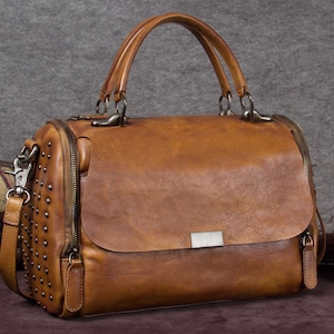 Cartable en cuir véritable pour femme sac à main vintage fait main sac à bandoulière bandoulière personnalisation Festival cadeau d'anniversaire