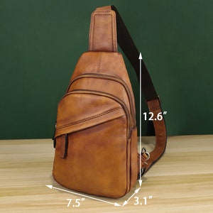 Genuine Leather Sling Bag Crossbody Purse Handmade Hiking Daypack ...